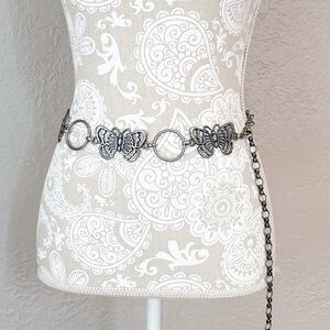 Y2K Gorgeous Elegant Silver Butterfly Chain Belt 90s